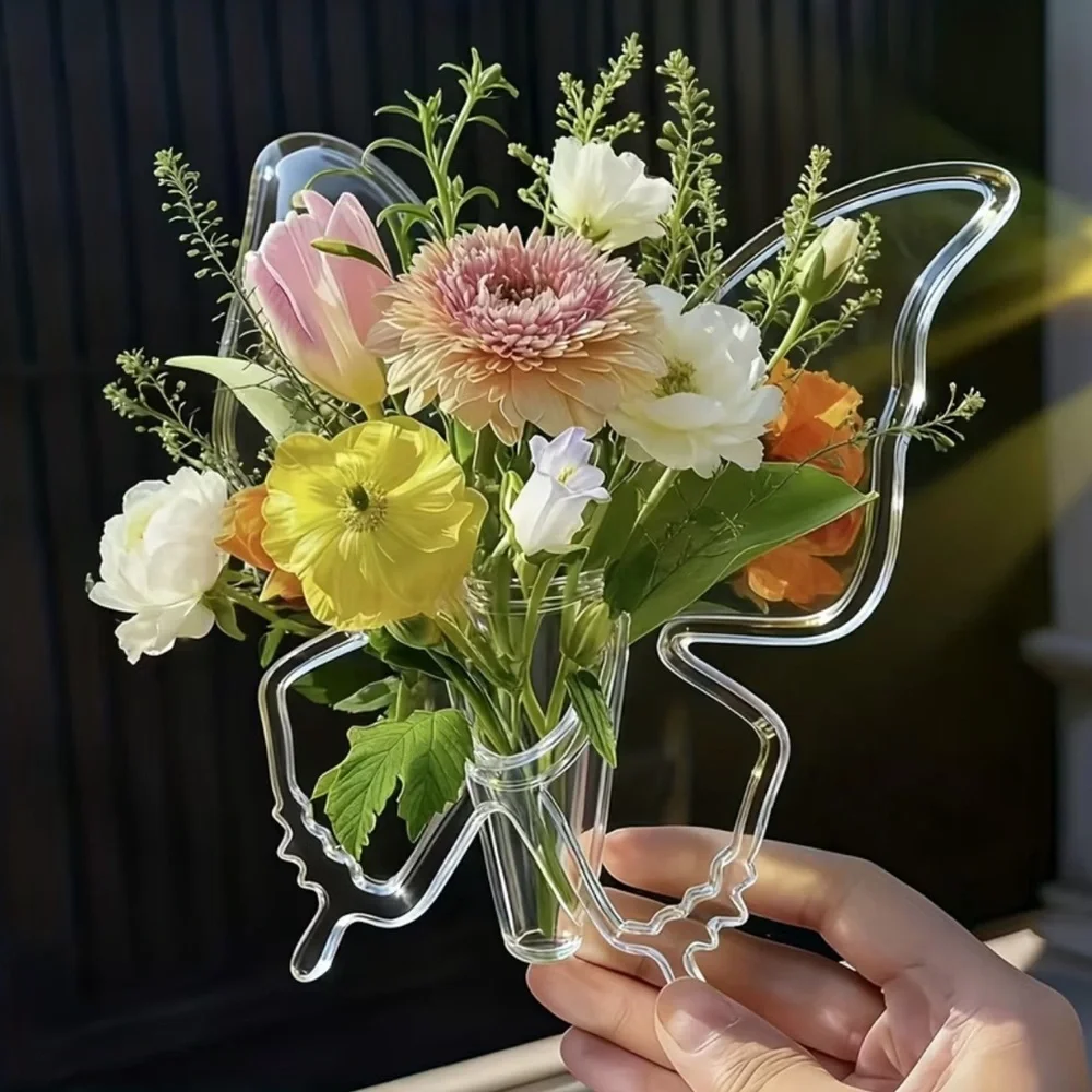Clear Butterfly Accent Vase